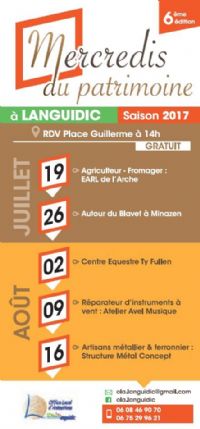 Les Mercredis du Patrimoine à Languidic c’est tout l’été. Du 19 juillet au 16 août 2017 à Languidic. Morbihan.  14H00
